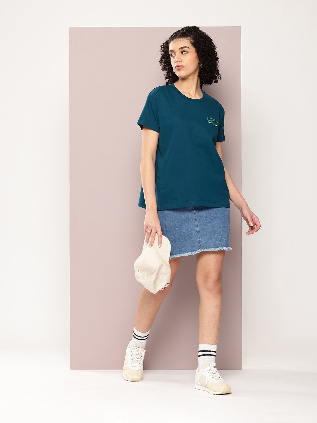Womens Half Sleeve Round Neck Boxy Fit T-Shirts