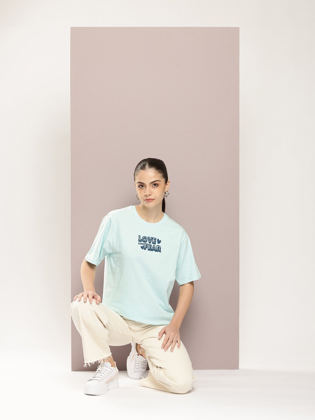 Womens Half Sleeve Round Neck Oversized Fit T-Shirts