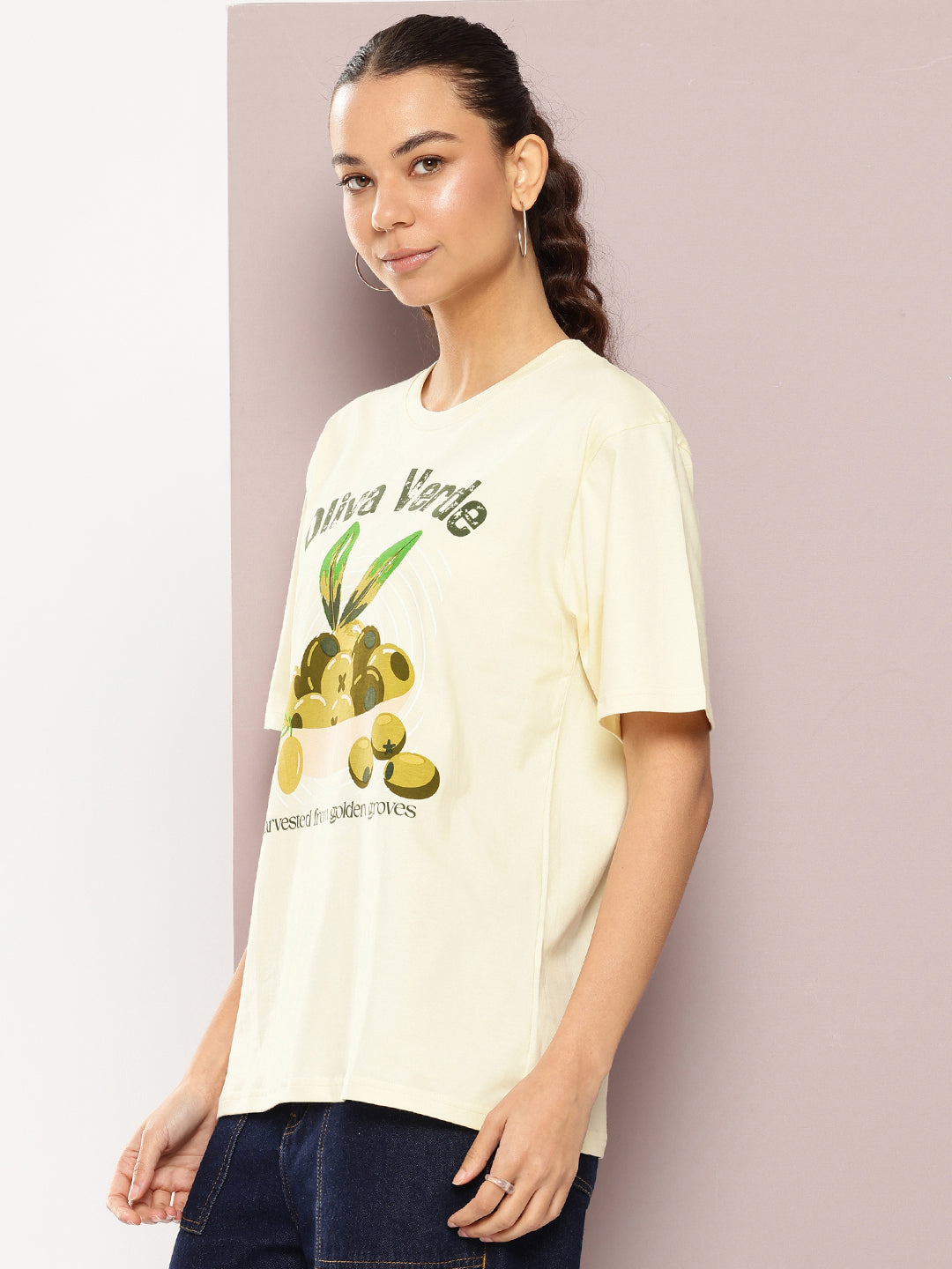 Womens Half Sleeve Round Neck Printed Oversized Fit Tshirts