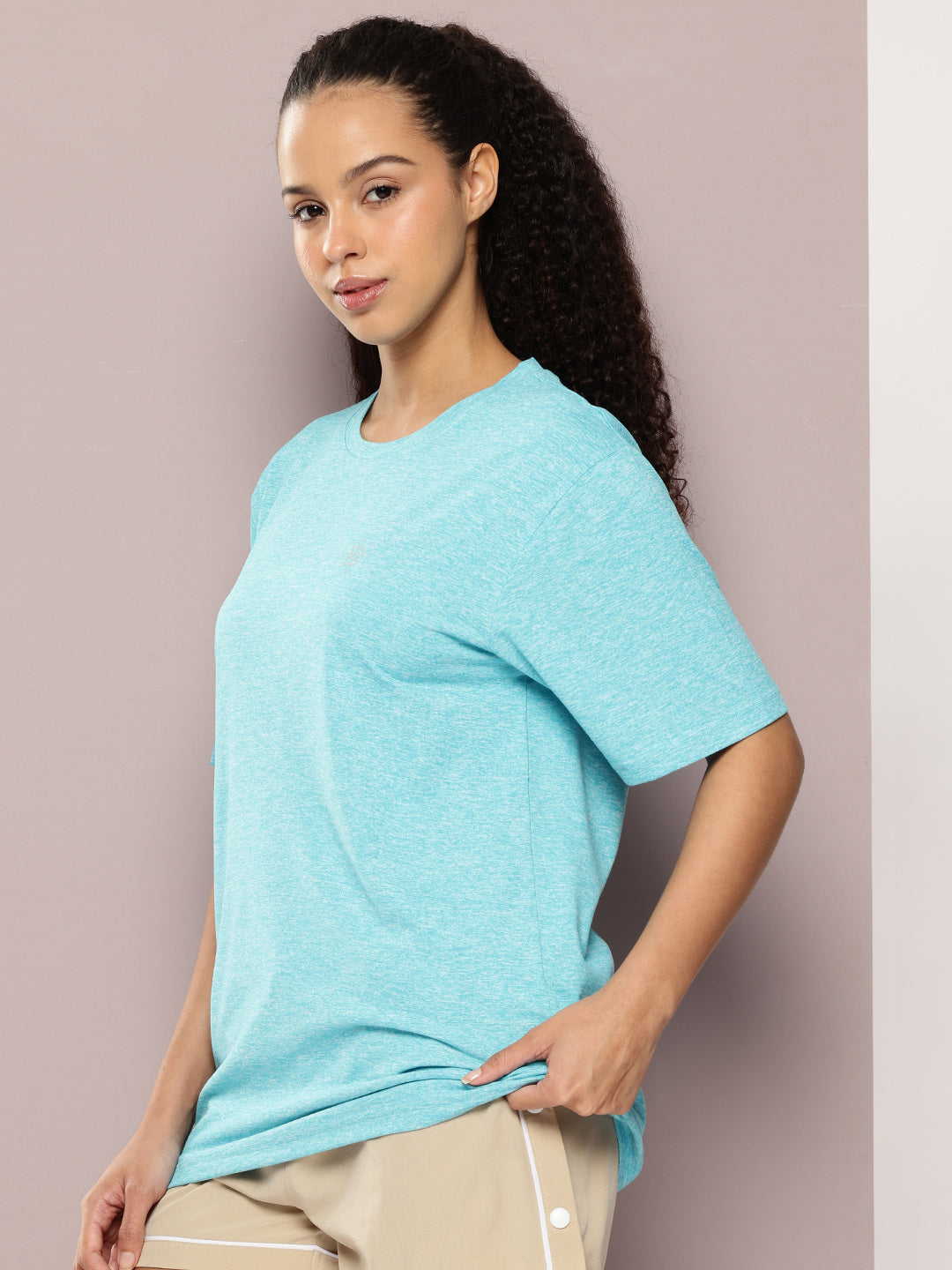 Womens Half Sleeve Round Neck Solid Oversized Fit Tshirts
