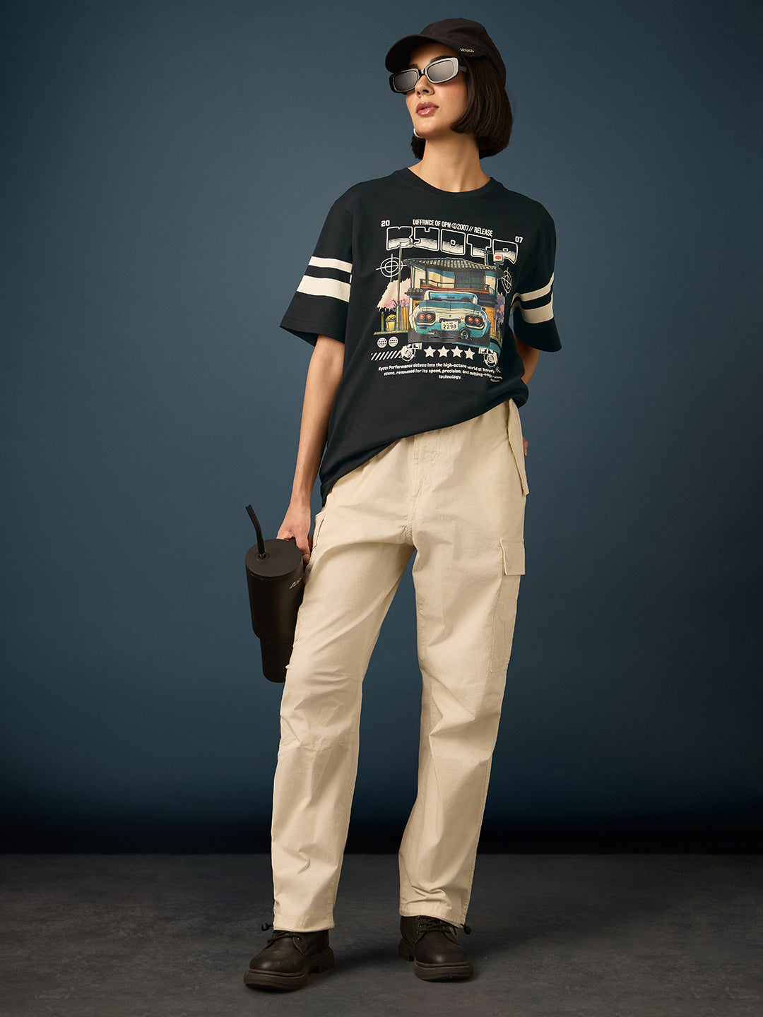 Womens Short Sleeve Printed Oversized Fit Tshirt 