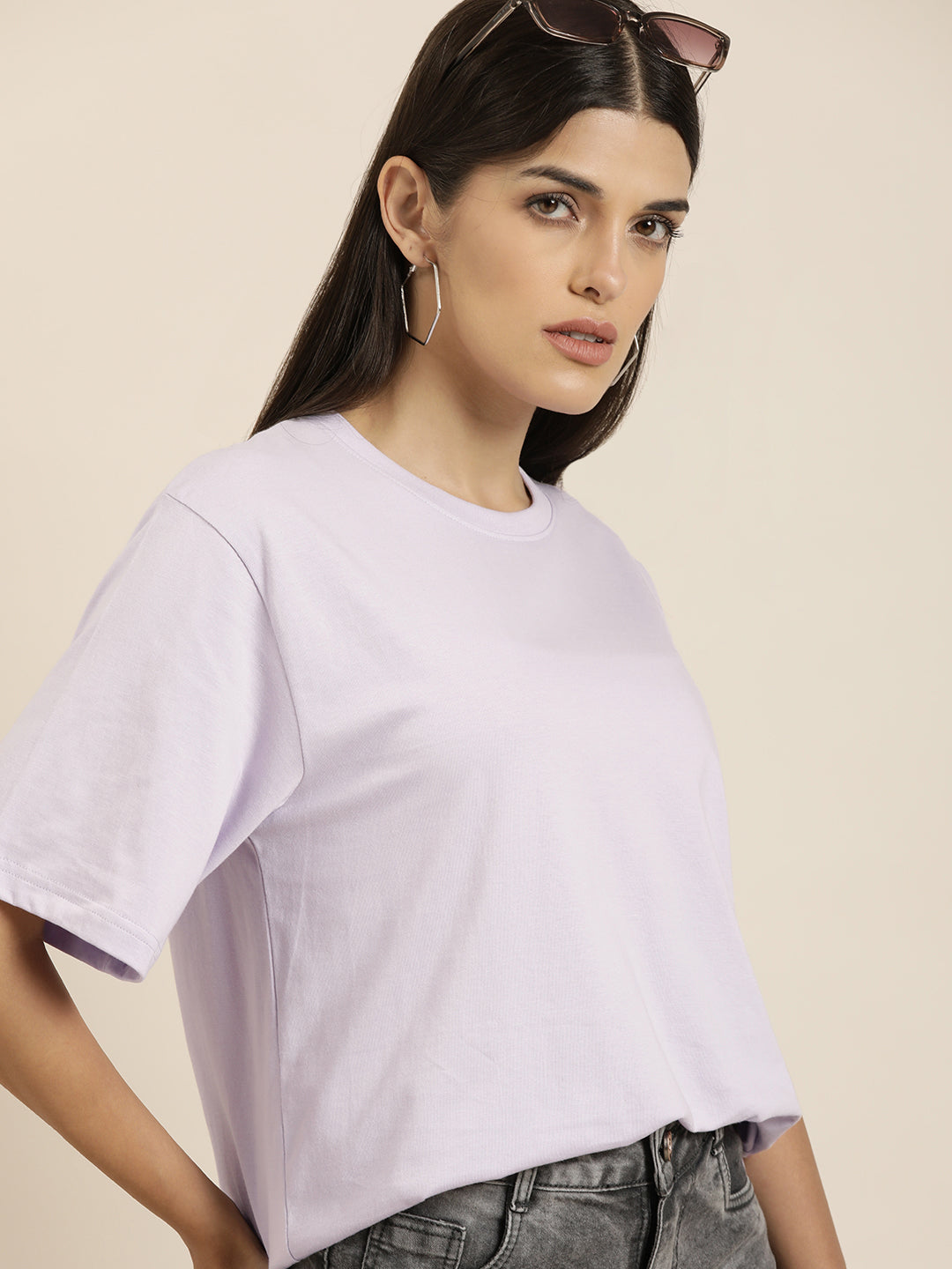 Womens Half Sleeve Round Neck Oversized Fit T-Shirts