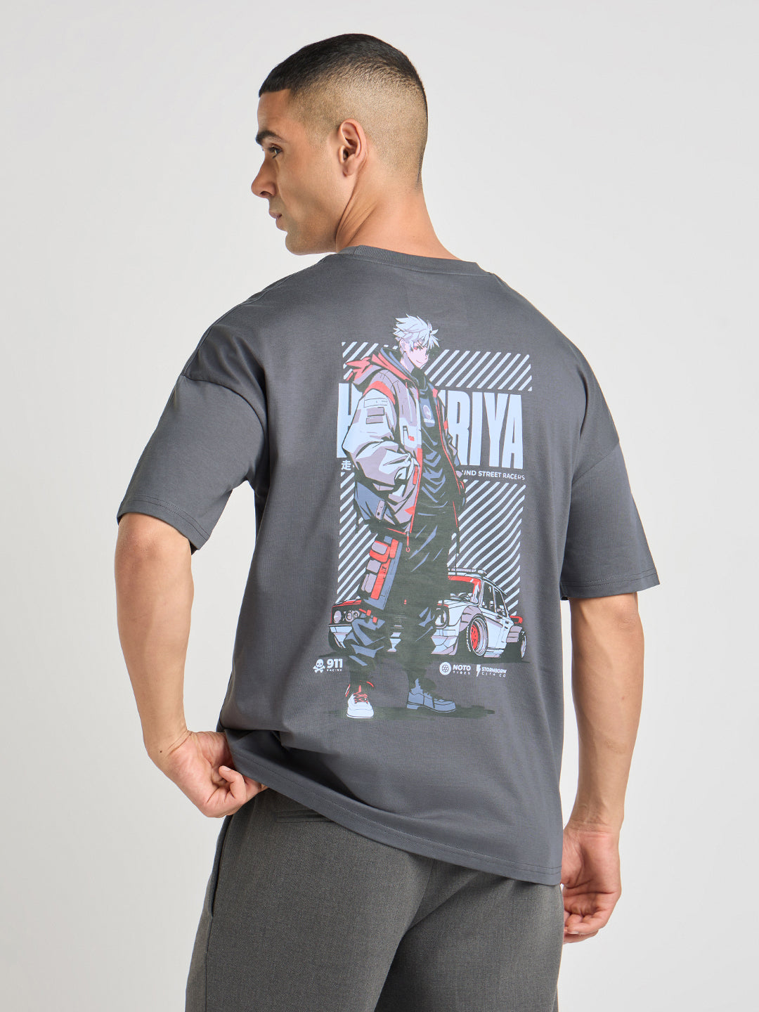 Mens Printed Oversized Half Sleeve Round Neck Tshirt