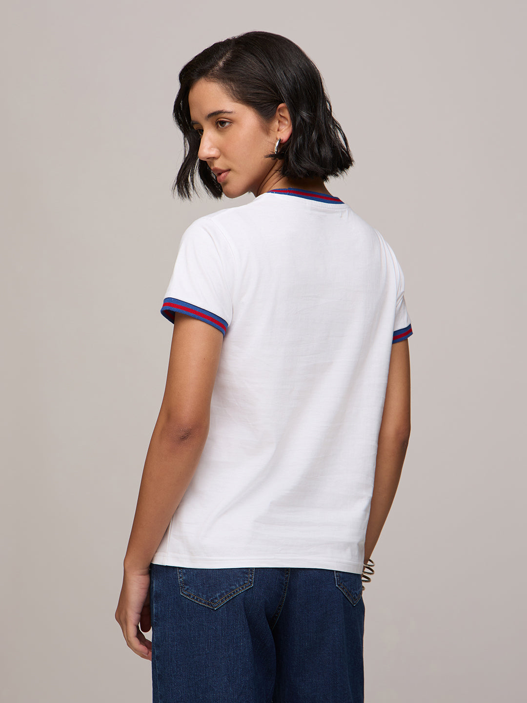 Womens Printed Regular Fit Cotton T-Shirt
