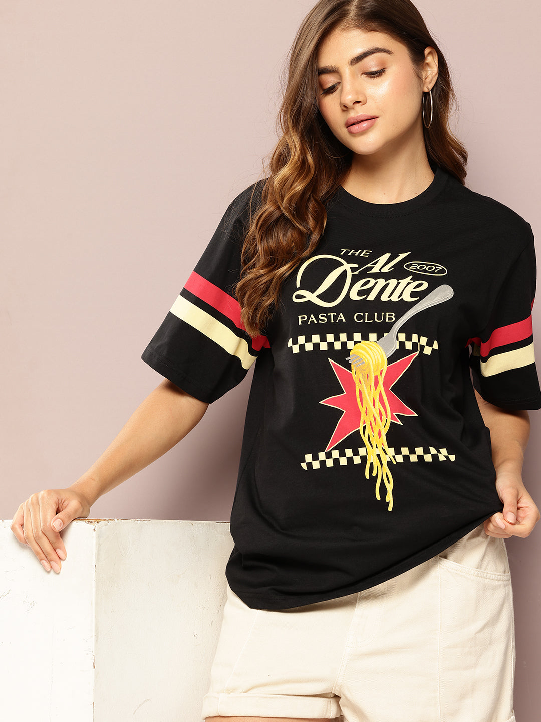 Womens Short Sleeve Printed Oversized Fit Tshirt