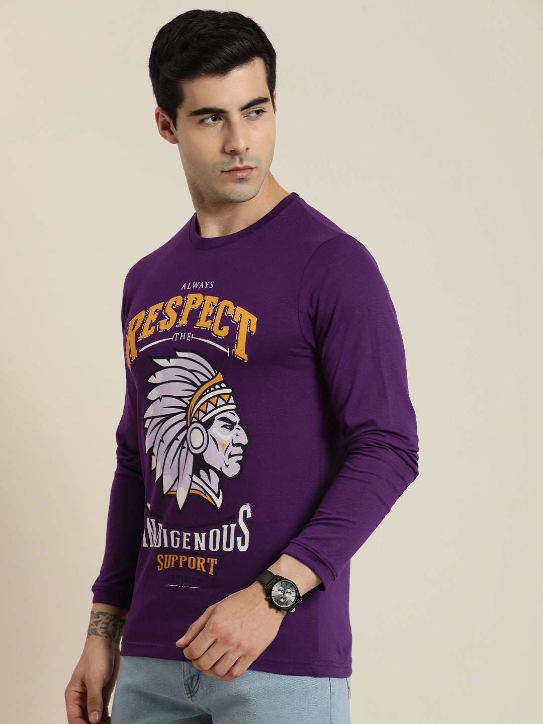 Mens Full Sleeve Round Neck Regular Fit T-Shirts