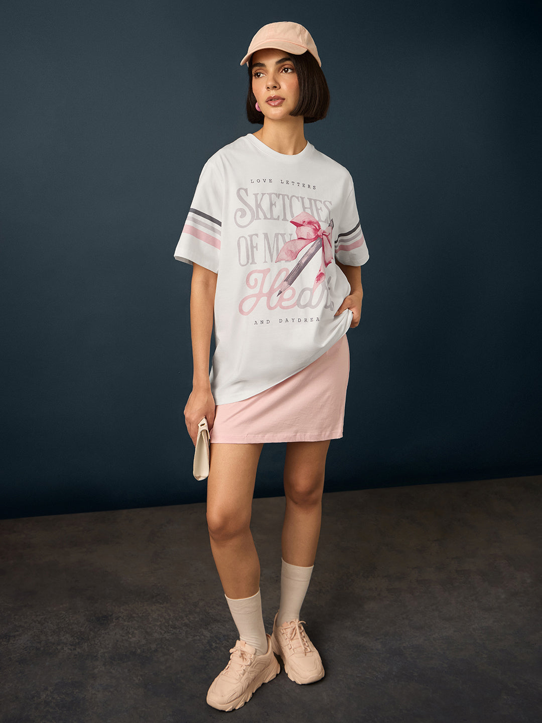 Womens Short Sleeve Printed Oversized Fit Tshirt 
