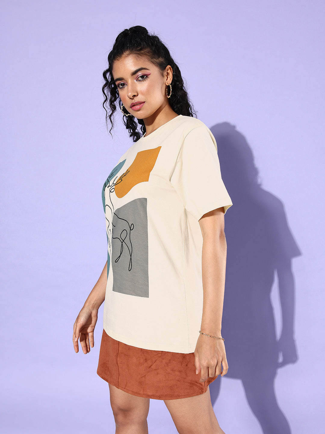 Womens Half Sleeve Round Neck Oversized Fit T-Shirts