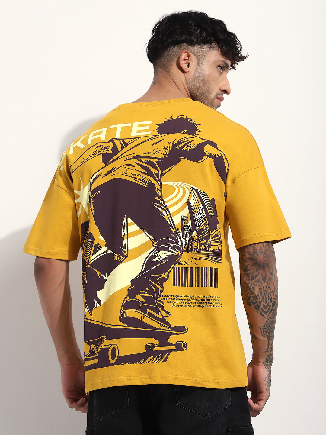 Mens Half Sleeve Drop Shoulder Printed Oversized Fit T-Shirts
