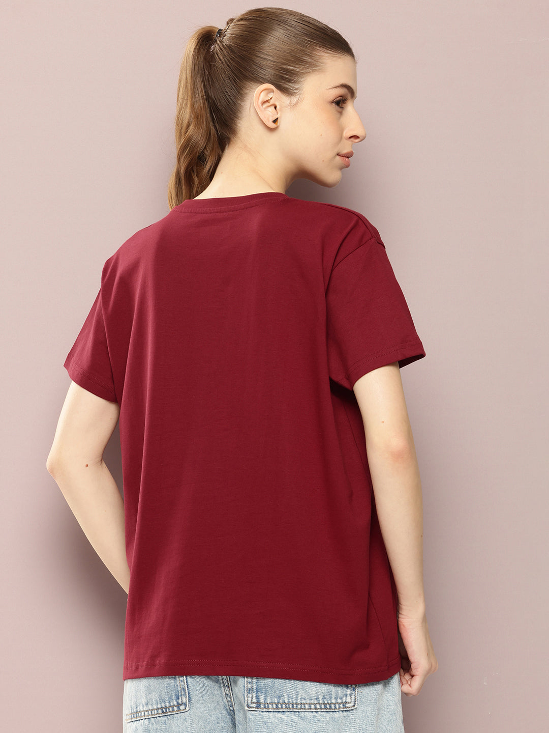 Womens Half Sleeve Round Neck Printed Boxy Fit Tshirts