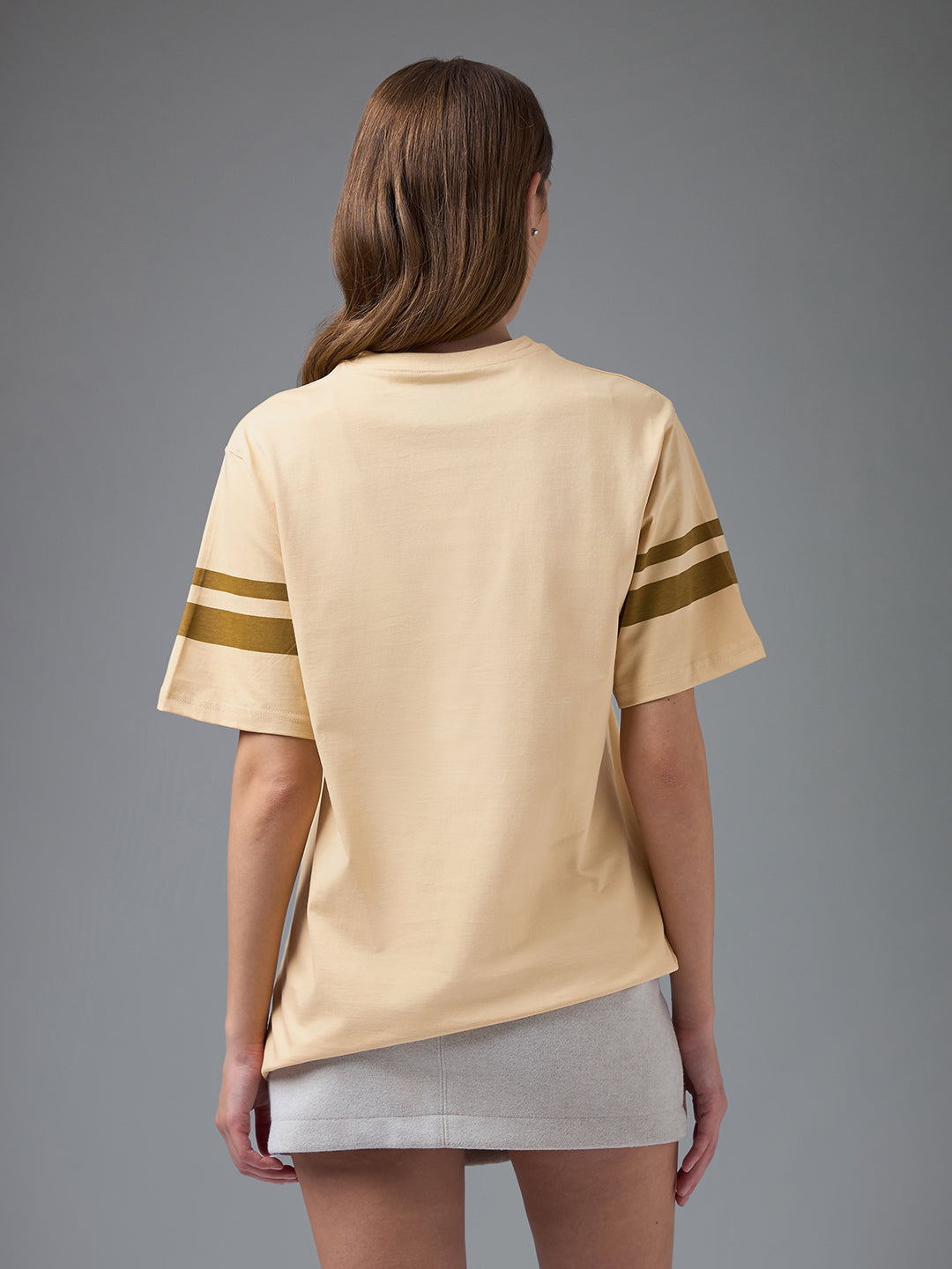 Womens Printed Round Neck Oversized Fit Tshirt