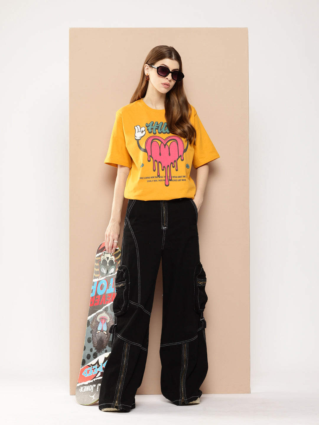 Womens Half Sleeve Round Neck Printed Oversized Fit Tshirts
