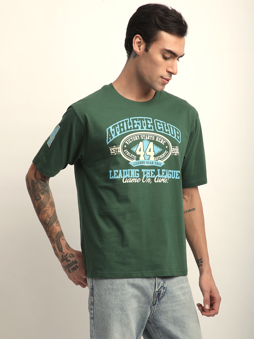 Mens Half Sleeve Round Neck Printed Oversized Fit Tshirts