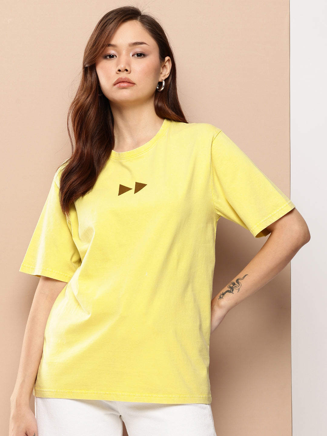 Womens Half Sleeve Round Neck Back Printed Oversized Fit Tshirts