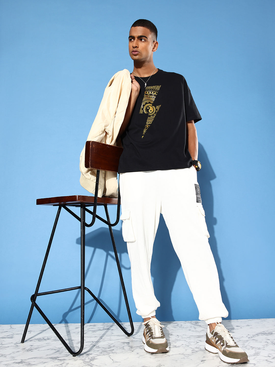 Mens Half Sleeve Drop Shoulder Printed Oversized Fit T-Shirts