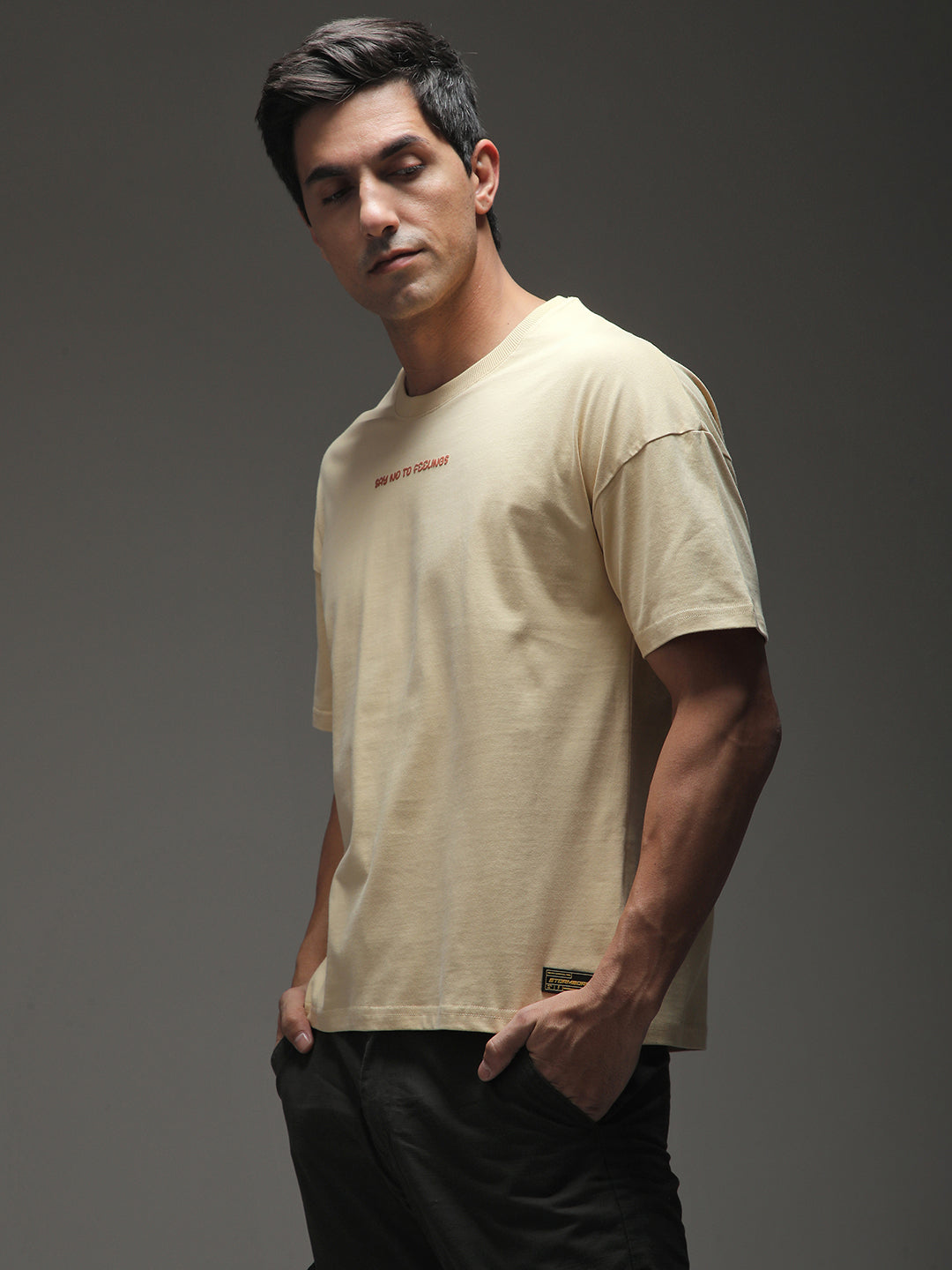 Mens Half Sleeve Drop Shoulder Printed Oversized Fit T-Shirts