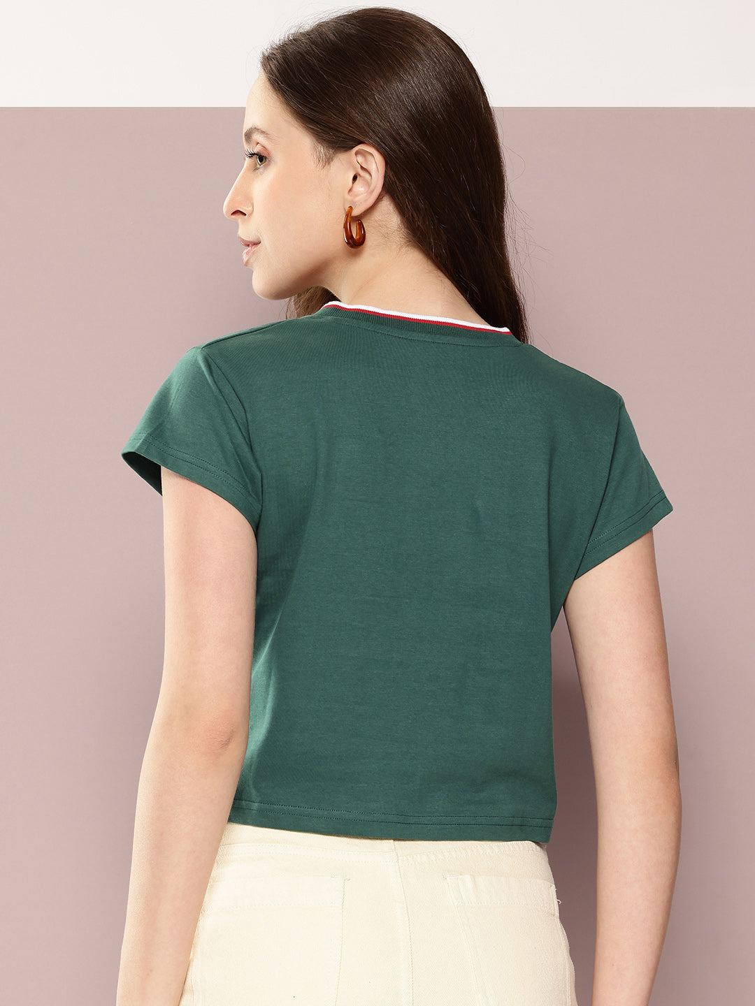 Womens Half Sleeve V-Neck Embroidered Regular Fit Tshirts