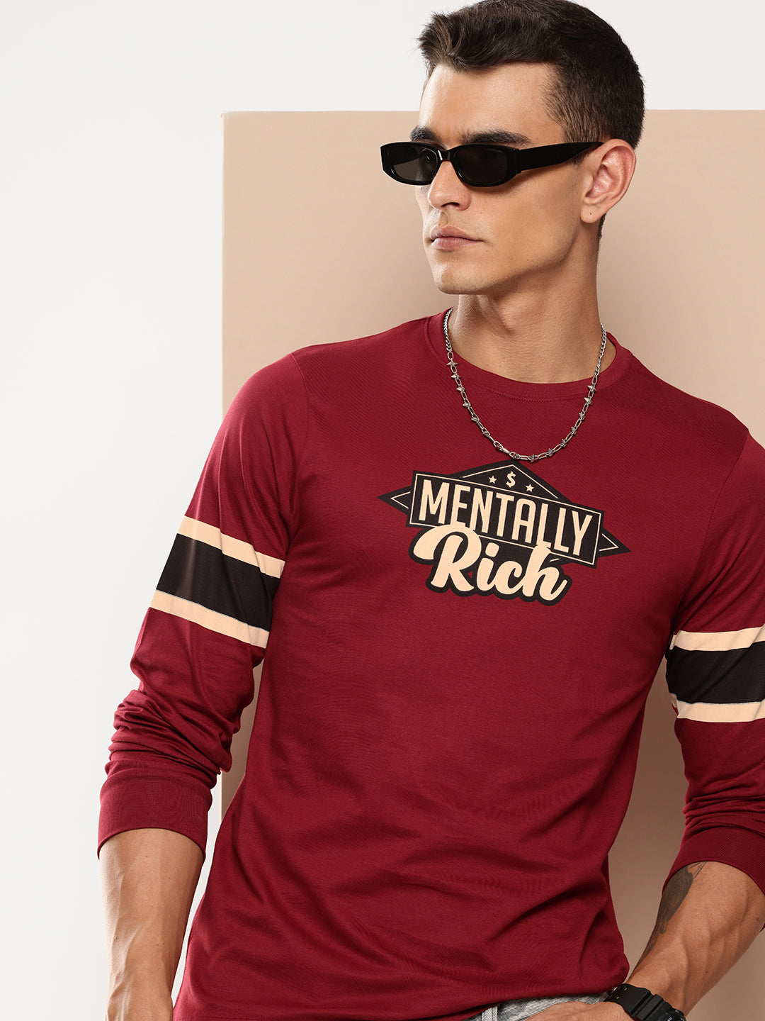 Mens Full Sleeve Round Neck Printed Regular Fit Tshirts