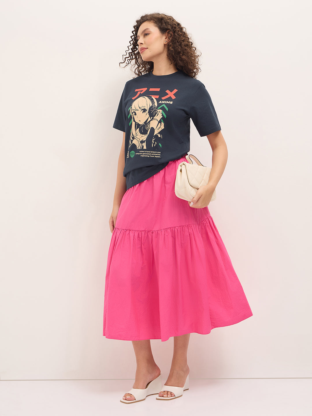Womens Half Sleeve Round Neck Printed Oversized Fit Tshirts