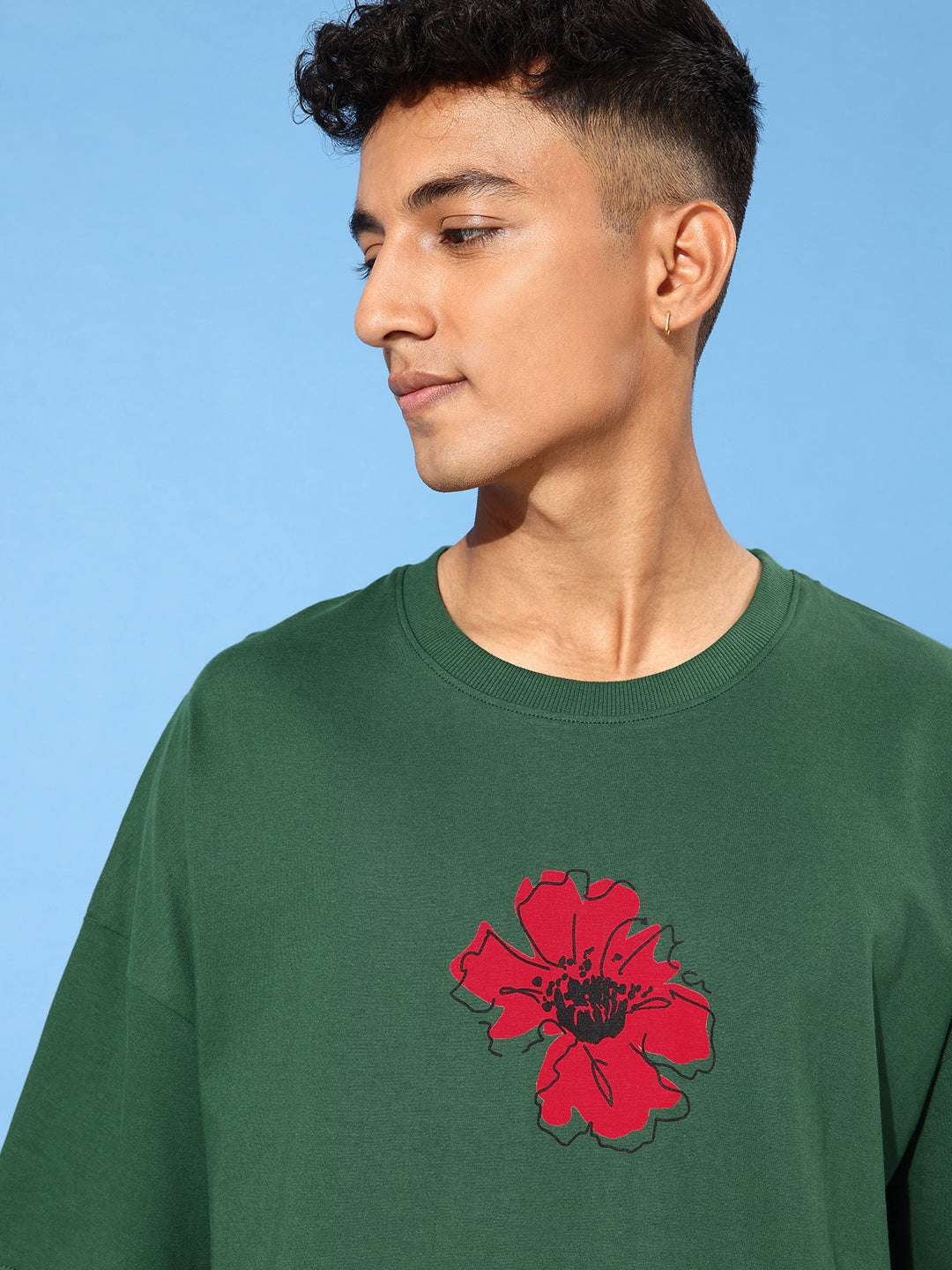 Mens Half Sleeve Drop Shoulder Printed Oversized Fit T-Shirts