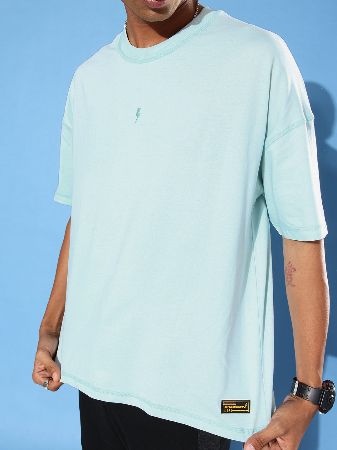 Mens Half Sleeve Drop Shoulder Plain Oversized Fit T-Shirts