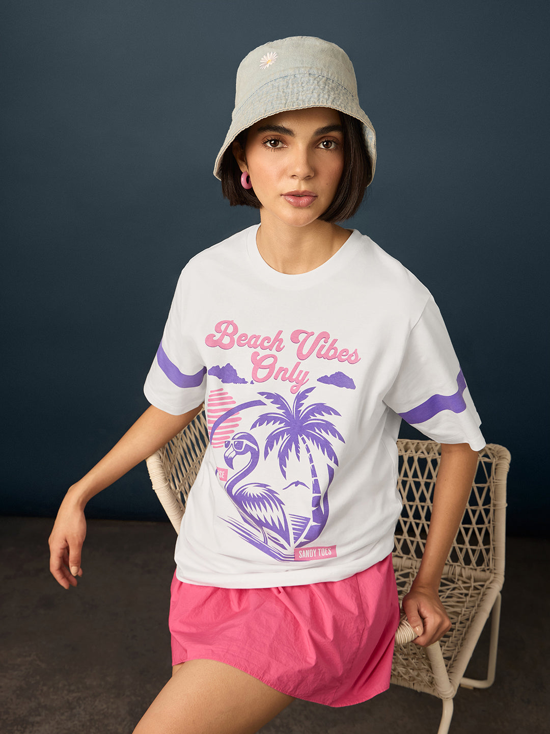 Womens Short Sleeve Printed Oversized Fit Tshirt 