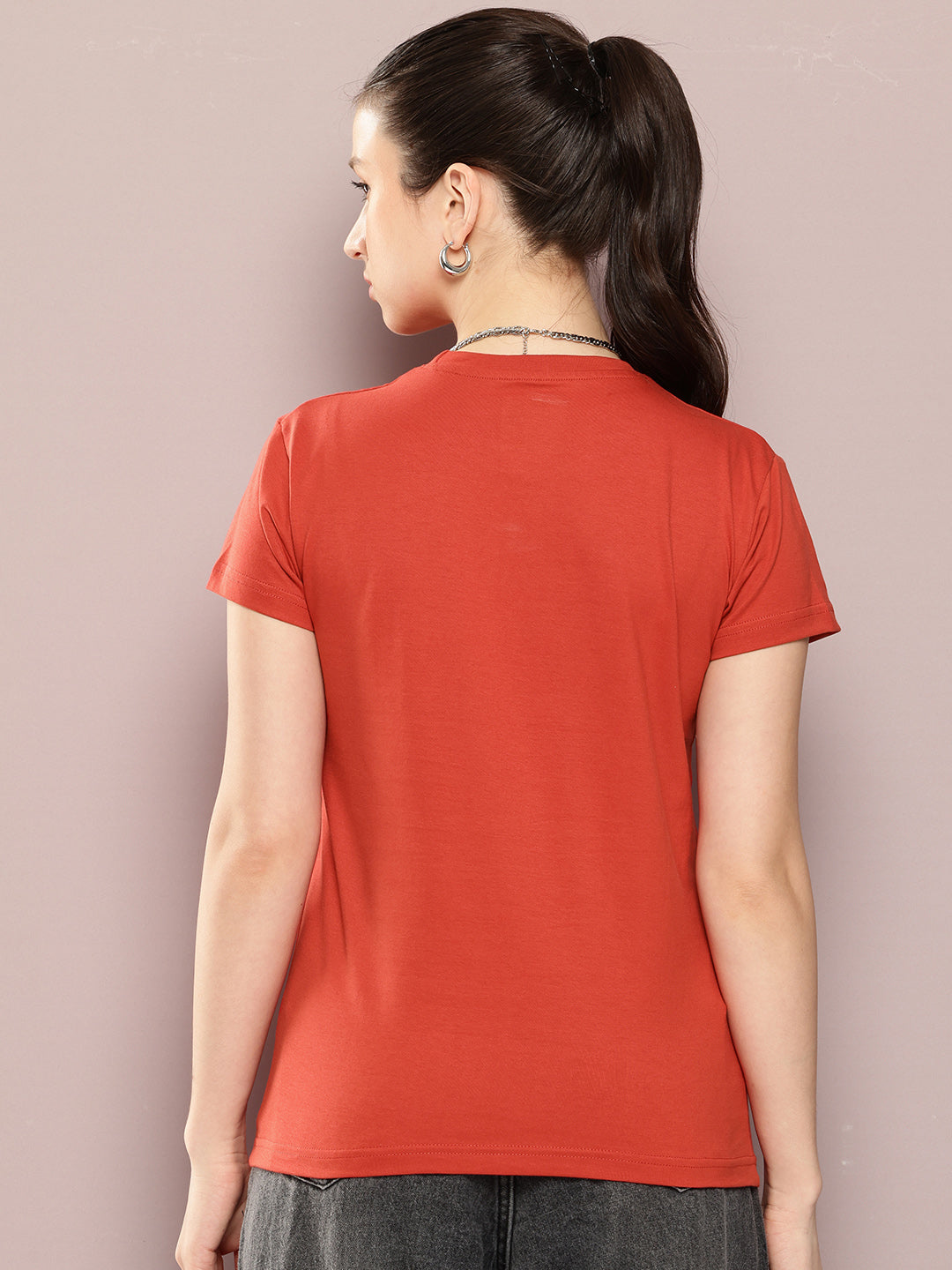 Womens Half Sleeve Round Neck Printed Regular Fit Tshirts