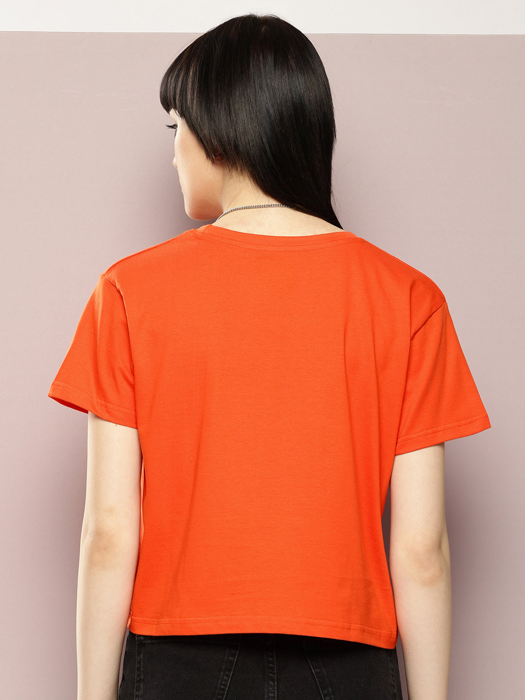 Womens Half Sleeve Round Neck Solid Boxy Fit Tshirts