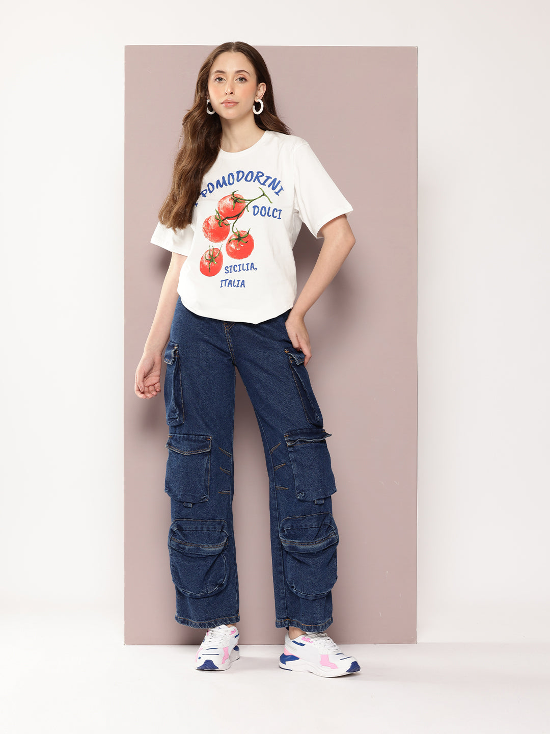 Womens Half Sleeve Round Neck Printed Oversized Fit Tshirts