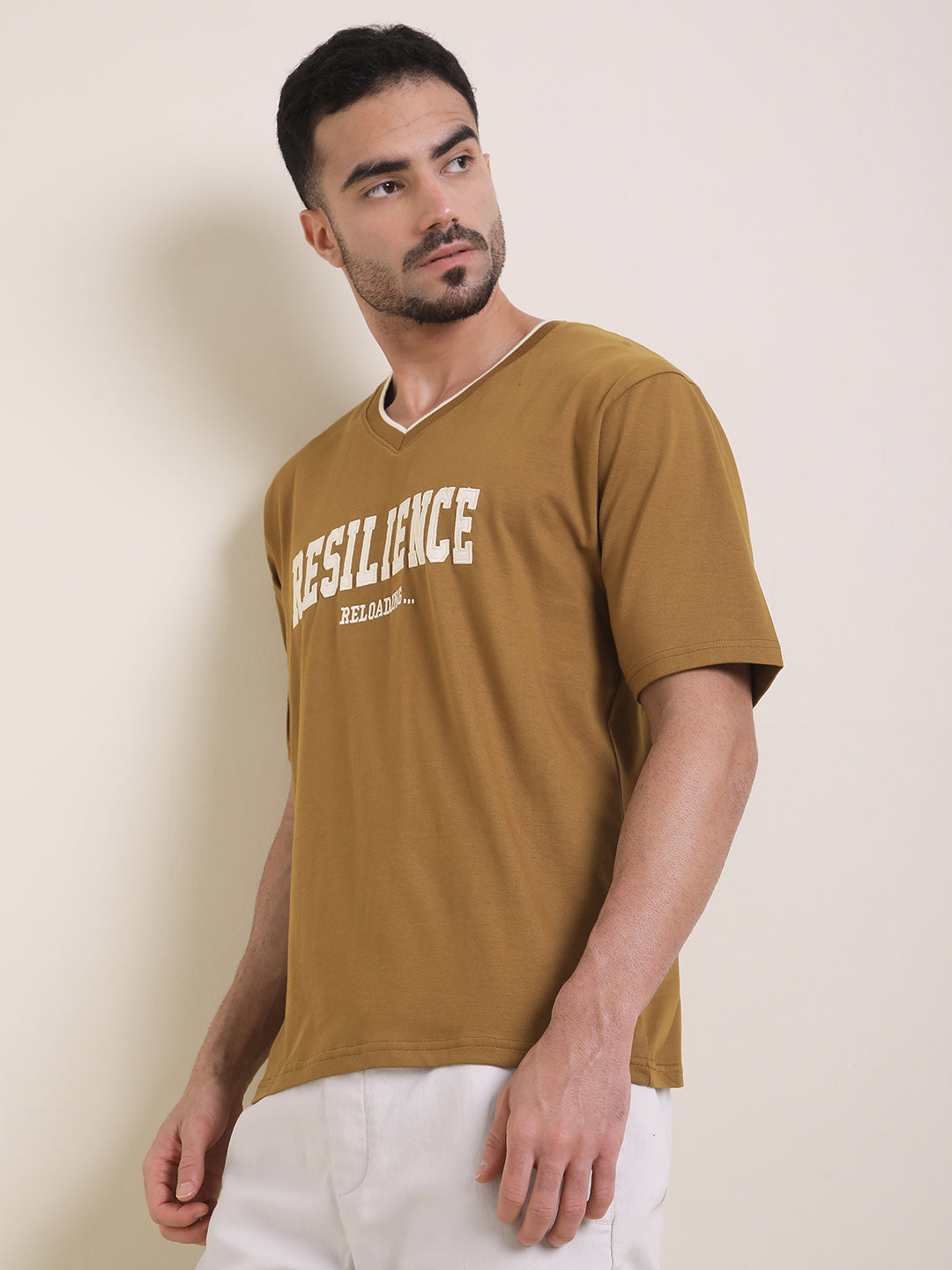 Mens Half Sleeve V-Neck Printed Oversized Fit Tshirts