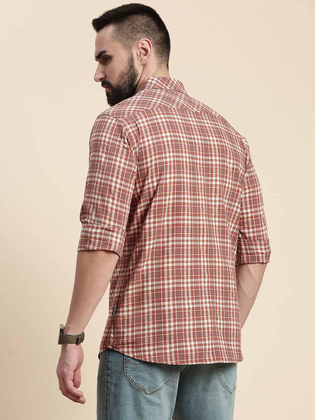 Men Checked Full Sleeve Shirt With Pocket
