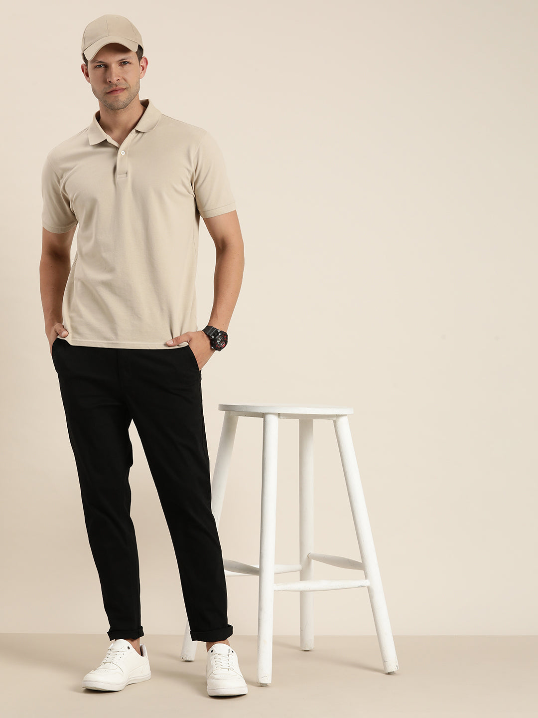Men Solid Ankle-Length Chinos Trousers