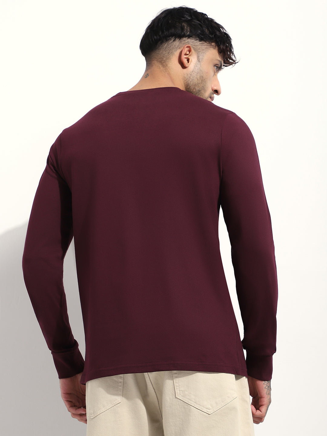 Mens Full Sleeve Round Neck Printed Regular Fit Tshirts