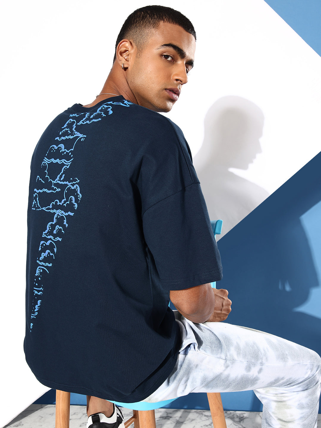 Mens Half Sleeve Drop Shoulder Printed Oversized Fit T-Shirts