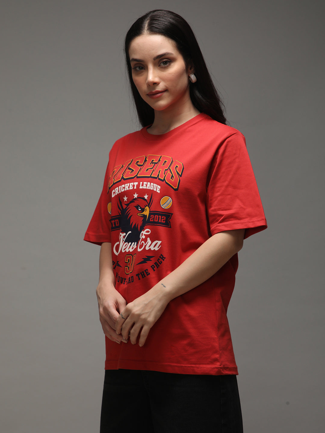 Womens Half Sleeve Round Neck Printed Oversized Fit Tshirts