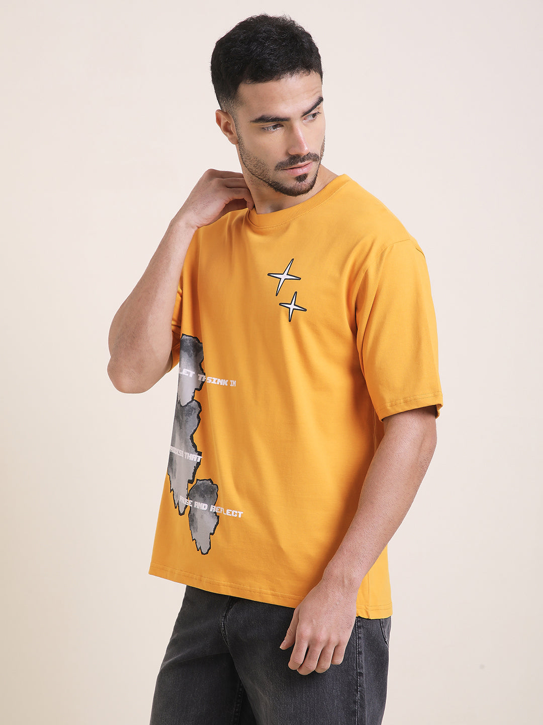 Mens Half Sleeve Round Neck Printed Oversized Fit Tshirts