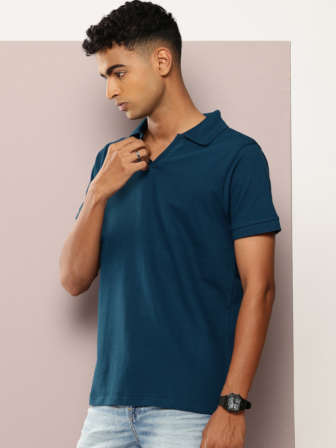 Mens Half Sleeve Polo Neck Solid Regular Fit Tshirts