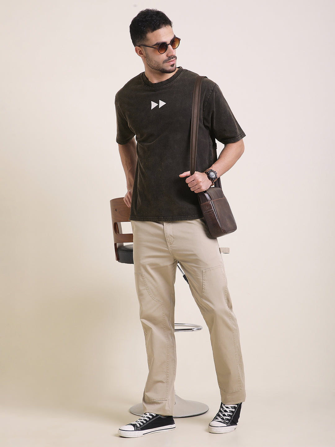 Mens Half Sleeve Round Neck Back Printed Oversized Fit Tshirts