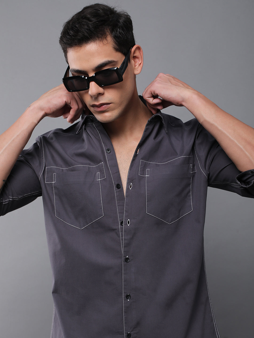 Men Plain Full Sleeve Casual Shirt With Pocket