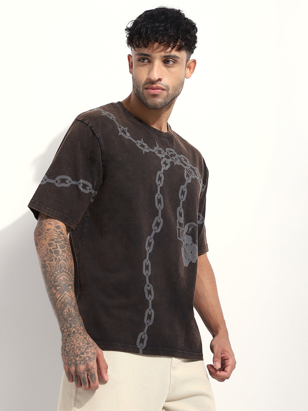 Mens Half Sleeve Round Neck Printed Oversized Fit Tshirts