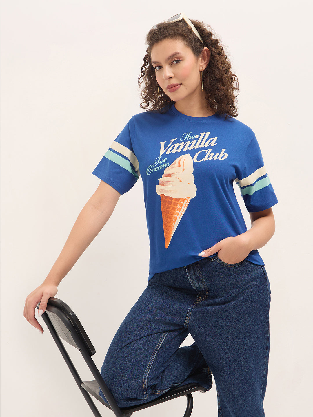 Womens Half Sleeve Round Neck Printed Oversized Fit Tshirts