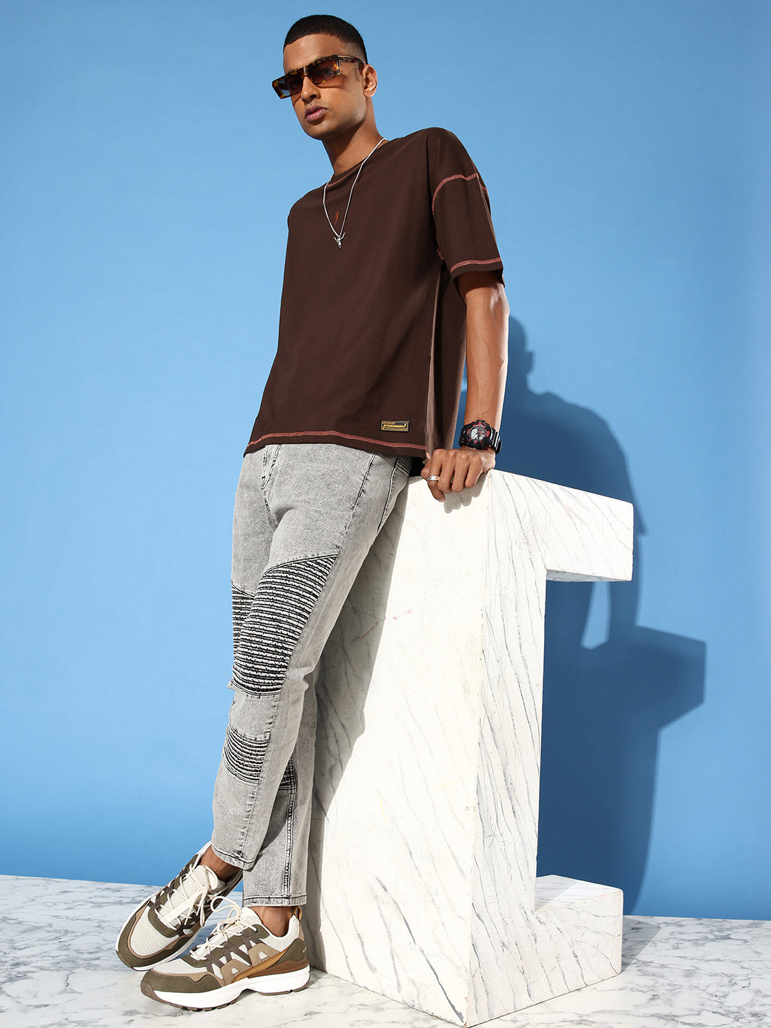 Mens Half Sleeve Drop Shoulder Plain Oversized Fit T-Shirts