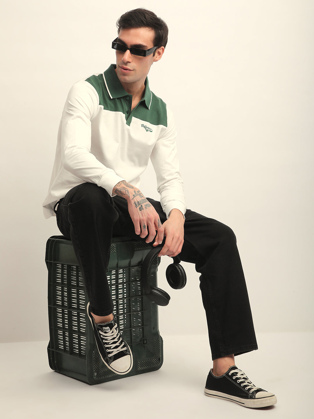 Mens Full Sleeve Polo Neck Printed Regular Fit Tshirts