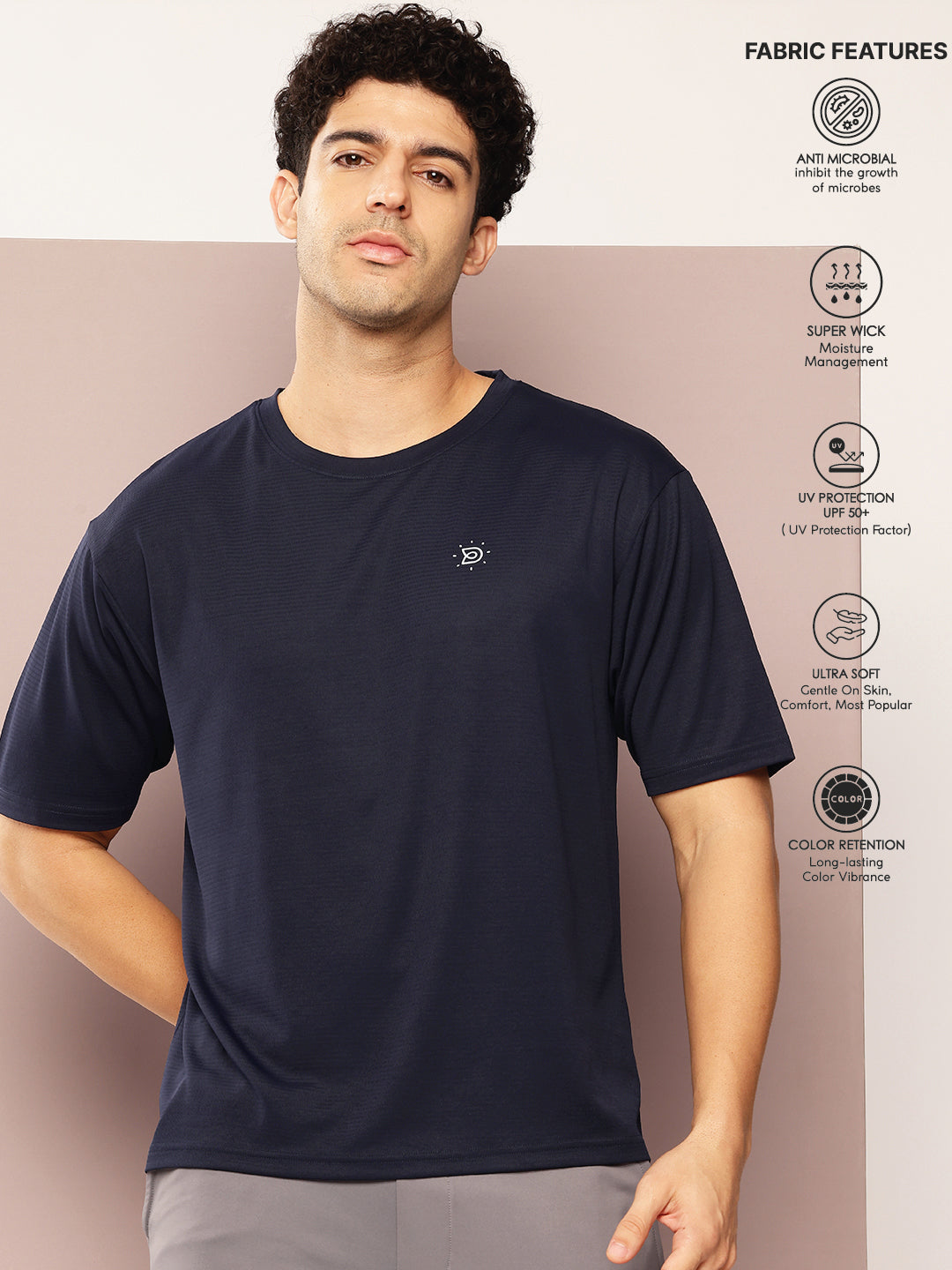 Mens Short Sleeve Round Neck Oversized Polyster Tshirt