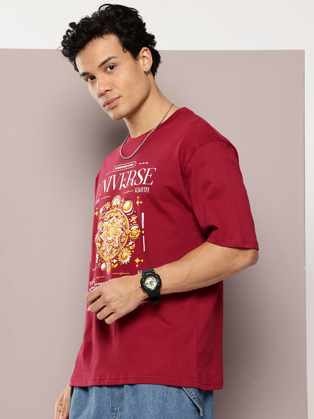 Mens Half Sleeve Round Neck Printed Oversized Fit Tshirts