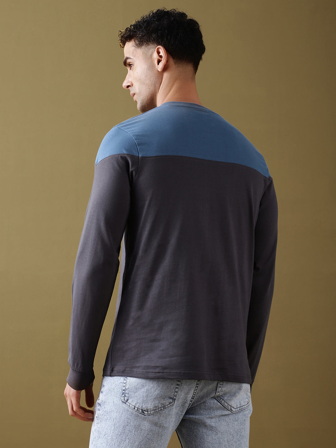 Mens Full Sleeve Henley Neck Regular Fit T-Shirts