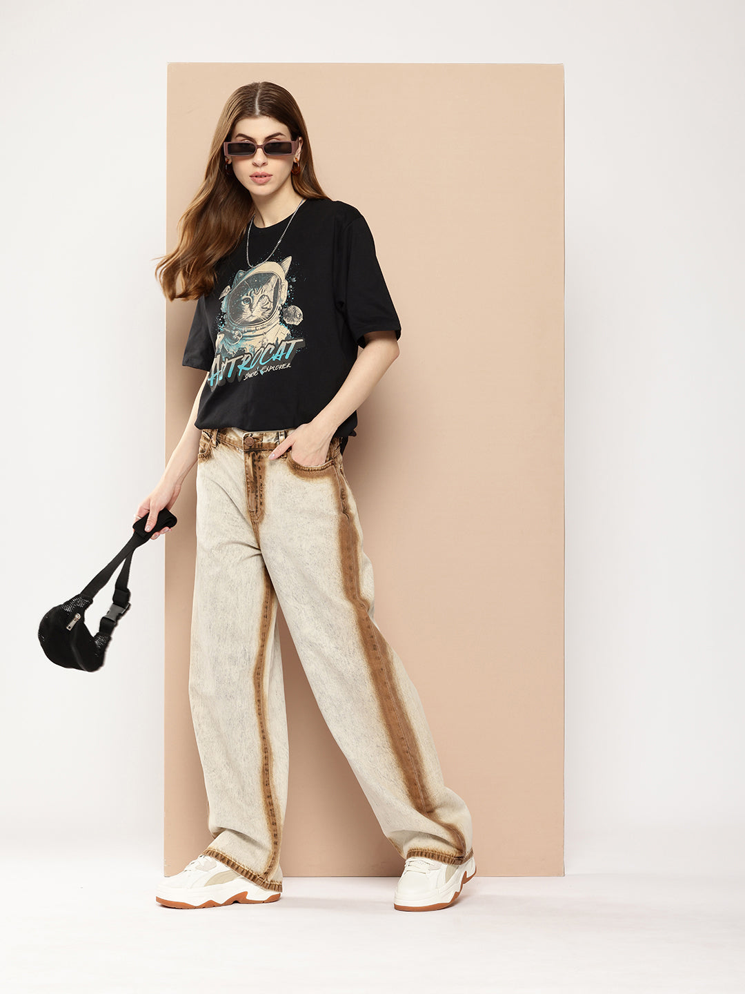 Womens Half Sleeve Round Neck Printed Oversized Fit Tshirts