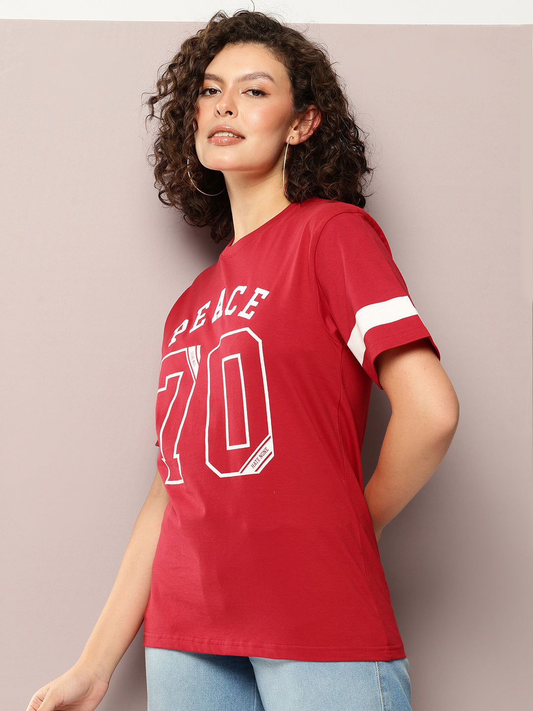 Womens Half Sleeve Round Neck Printed Oversized Fit Tshirts