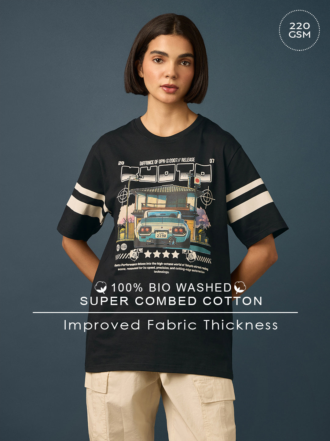 Womens Short Sleeve Printed Oversized Fit Tshirt 
