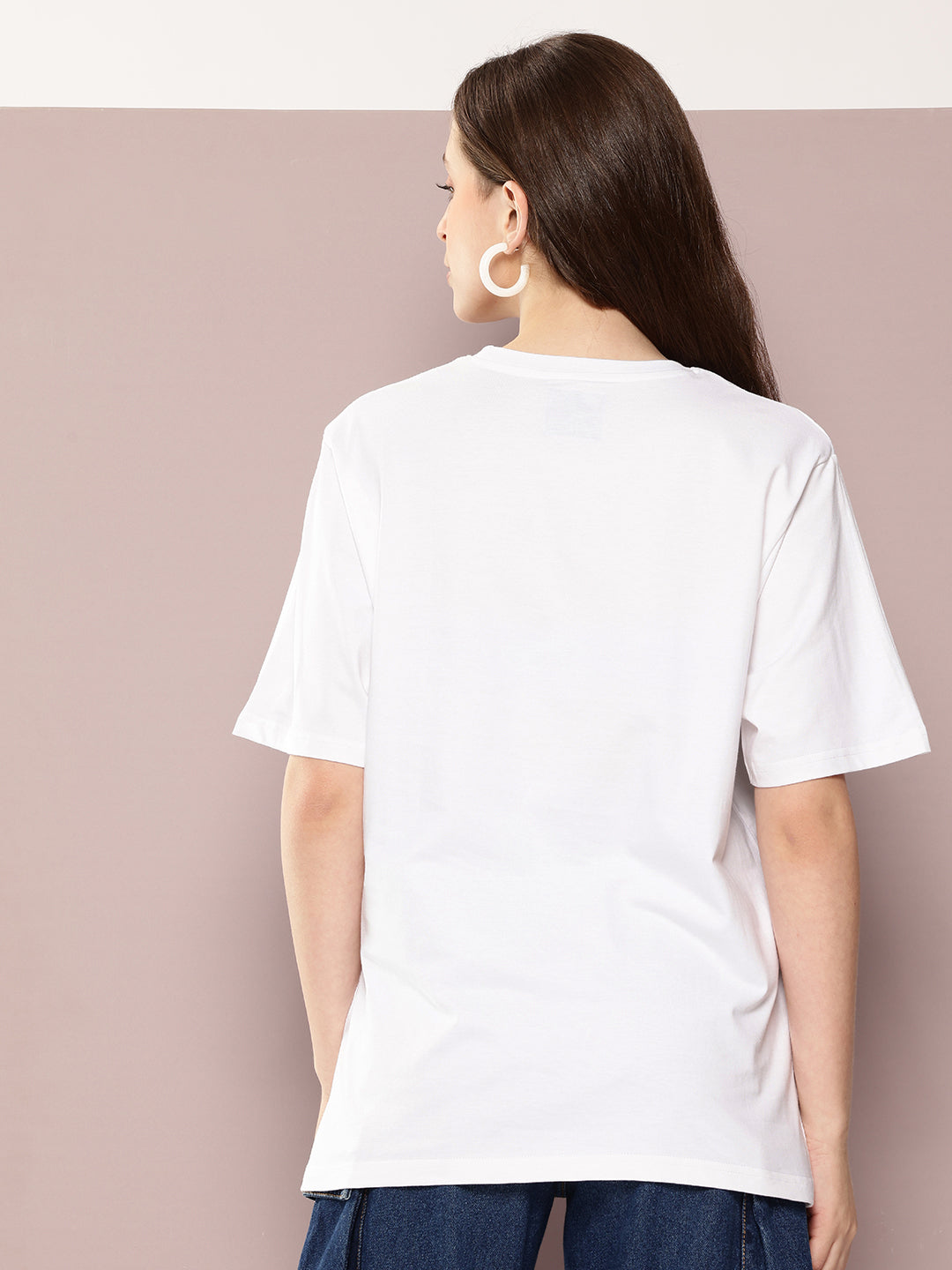 Womens Half Sleeve Round Neck Printed Oversized Fit Tshirts